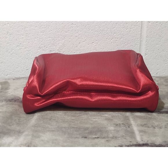 YSL Parfums Yves Saint Laurent Red Satin Double Zip Travel Cosmetic Makeup Bag - Picture 3 of 8